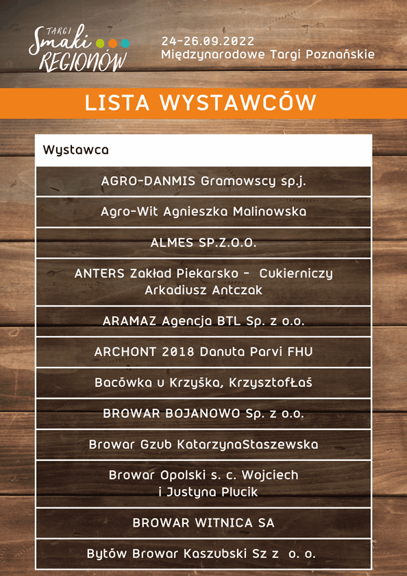 Smaki Regionów - Lista wystawców